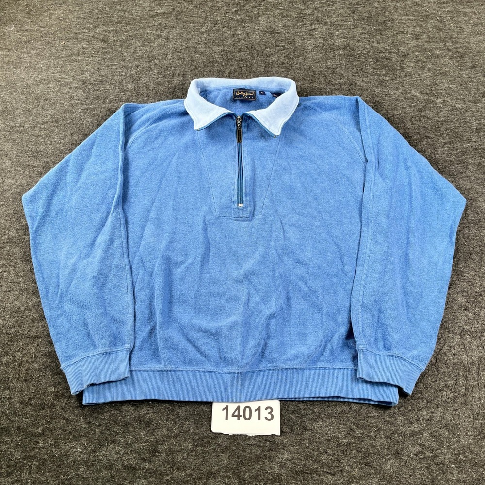 Bobby Jones Pullover Mens XL Blue Excellent 1/4 Zip Cotton Knit Sweater